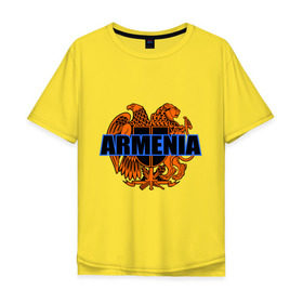 Мужская футболка хлопок Oversize с принтом Армения в Курске, 100% хлопок | свободный крой, круглый ворот, “спинка” длиннее передней части | armenia | армянин | герб армении