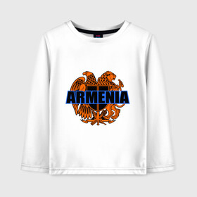 Детский лонгслив хлопок с принтом Армения в Курске, 100% хлопок | круглый вырез горловины, полуприлегающий силуэт, длина до линии бедер | armenia | армянин | герб армении