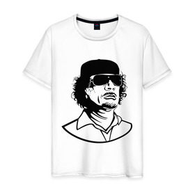 Мужская футболка хлопок с принтом Kaddafi в Курске, 100% хлопок | прямой крой, круглый вырез горловины, длина до линии бедер, слегка спущенное плечо. | кадафи | кадафиkaddafi | каддафи | ливия | муамар | муаммар