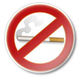 Значок с принтом Не курить! в Курске,  металл | круглая форма, металлическая застежка в виде булавки | no smoking | знаки | предупреждение