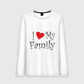 Мужской лонгслив хлопок с принтом I Love My Family в Курске, 100% хлопок |  | family | i love | дети | ребенок | родители | родные | родственники | семья | я люблю семью