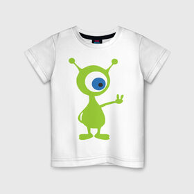 Детская футболка хлопок с принтом Инопланетный зверек в Курске, 100% хлопок | круглый вырез горловины, полуприлегающий силуэт, длина до линии бедер | гуманоид | инопланетный зверек с планеты эпиметей.пришельцы | инопланетянин | нло