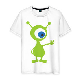 Мужская футболка хлопок с принтом Инопланетный зверек в Курске, 100% хлопок | прямой крой, круглый вырез горловины, длина до линии бедер, слегка спущенное плечо. | гуманоид | инопланетный зверек с планеты эпиметей.пришельцы | инопланетянин | нло