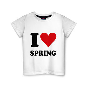 Детская футболка хлопок с принтом I love spring - Я люблю весну в Курске, 100% хлопок | круглый вырез горловины, полуприлегающий силуэт, длина до линии бедер | i love | spring | весенний | весна | время года | люблю весну
