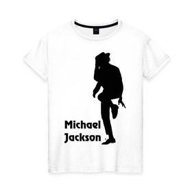Женская футболка хлопок с принтом Michael Jackson (15) в Курске, 100% хлопок | прямой крой, круглый вырез горловины, длина до линии бедер, слегка спущенное плечо | michael jackson | pop | король | легенда | майкл джексон | поп | силуэт