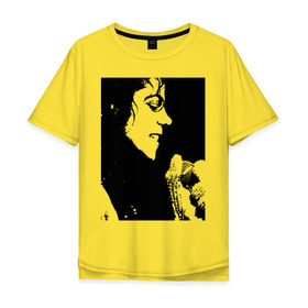 Мужская футболка хлопок Oversize с принтом Michael Jackson (14) в Курске, 100% хлопок | свободный крой, круглый ворот, “спинка” длиннее передней части | michael jackson | pop | король | легенда | майкл джексон | майкл джексонпортрет | поп
