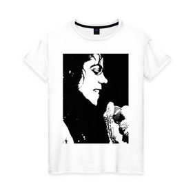 Женская футболка хлопок с принтом Michael Jackson (14) в Курске, 100% хлопок | прямой крой, круглый вырез горловины, длина до линии бедер, слегка спущенное плечо | michael jackson | pop | король | легенда | майкл джексон | майкл джексонпортрет | поп