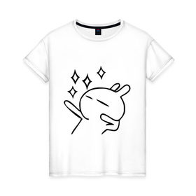 Женская футболка хлопок с принтом Disco rabbit в Курске, 100% хлопок | прямой крой, круглый вырез горловины, длина до линии бедер, слегка спущенное плечо | disco rabbit | диско кролик | дискотека | кролик