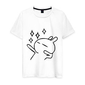 Мужская футболка хлопок с принтом Disco rabbit в Курске, 100% хлопок | прямой крой, круглый вырез горловины, длина до линии бедер, слегка спущенное плечо. | Тематика изображения на принте: disco rabbit | диско кролик | дискотека | кролик