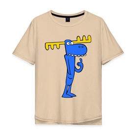 Мужская футболка хлопок Oversize с принтом Лось в Курске, 100% хлопок | свободный крой, круглый ворот, “спинка” длиннее передней части | Тематика изображения на принте: happy tree friends | лось