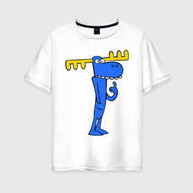 Женская футболка хлопок Oversize с принтом Лось в Курске, 100% хлопок | свободный крой, круглый ворот, спущенный рукав, длина до линии бедер
 | happy tree friends | лось