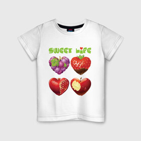 Детская футболка хлопок с принтом Sweet Life - Сладкая жизнь в Курске, 100% хлопок | круглый вырез горловины, полуприлегающий силуэт, длина до линии бедер | Тематика изображения на принте: sweet life | конфеты | сладкая жизнь | сладкое | сладости | сладость