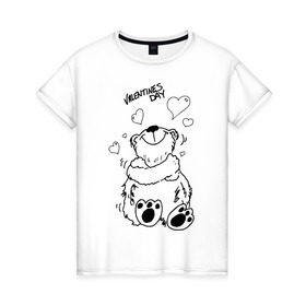 Женская футболка хлопок с принтом Valentines в Курске, 100% хлопок | прямой крой, круглый вырез горловины, длина до линии бедер, слегка спущенное плечо | 