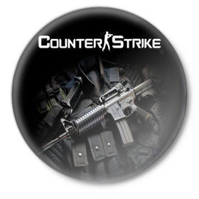 Значок с принтом Counter Strike в Курске,  металл | круглая форма, металлическая застежка в виде булавки | counter | strike | контер | контр | контра | страйк
