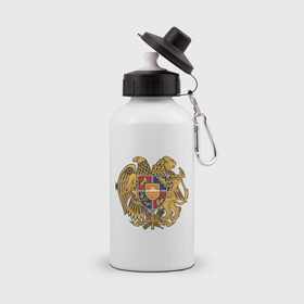 Бутылка спортивная с принтом Армения герб в Курске, металл | емкость — 500 мл, в комплекте две пластиковые крышки и карабин для крепления | armenia | армения | герб | политические | снг