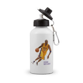 Бутылка спортивная с принтом Kobe Bryant - Lakers в Курске, металл | емкость — 500 мл, в комплекте две пластиковые крышки и карабин для крепления | Тематика изображения на принте: kobe bryant | lakers | nba | баскет | коби брайнт | нба