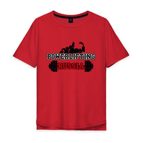 Мужская футболка хлопок Oversize с принтом Powerlifting Russia (2) в Курске, 100% хлопок | свободный крой, круглый ворот, “спинка” длиннее передней части | powerlifting