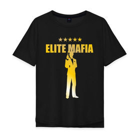 Мужская футболка хлопок Oversize с принтом Элитная мафия в Курске, 100% хлопок | свободный крой, круглый ворот, “спинка” длиннее передней части | elite mafia | gangsters | mafia | гангстеры | золото | мафия | элитная мафия