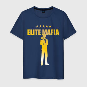 Мужская футболка хлопок с принтом Элитная мафия в Курске, 100% хлопок | прямой крой, круглый вырез горловины, длина до линии бедер, слегка спущенное плечо. | elite mafia | gangsters | mafia | гангстеры | золото | мафия | элитная мафия