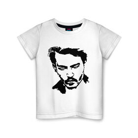 Детская футболка хлопок с принтом Jonny Depp в Курске, 100% хлопок | круглый вырез горловины, полуприлегающий силуэт, длина до линии бедер | depp | johnny depp | jonny depp | депп | джек воробей