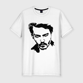Мужская футболка премиум с принтом Jonny Depp в Курске, 92% хлопок, 8% лайкра | приталенный силуэт, круглый вырез ворота, длина до линии бедра, короткий рукав | depp | johnny depp | jonny depp | депп | джек воробей