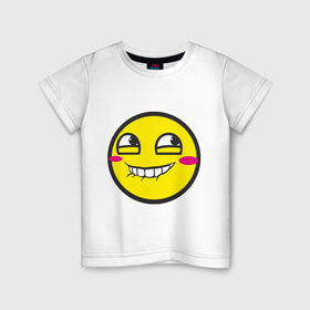 Детская футболка хлопок с принтом Безумный смайл. в Курске, 100% хлопок | круглый вырез горловины, полуприлегающий силуэт, длина до линии бедер | smile. улыбка | безумный смайл | псих | смайл | смайлик