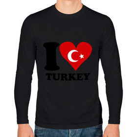 Мужской лонгслив хлопок с принтом I love turkey в Курске, 100% хлопок |  | Тематика изображения на принте: i love turkey | полумесяц | турция | флаги | я люблю