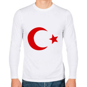 Мужской лонгслив хлопок с принтом Турция в Курске, 100% хлопок |  | Тематика изображения на принте: turkey | полумесяц | турция | флаги