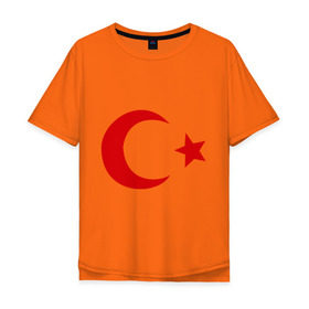 Мужская футболка хлопок Oversize с принтом Турция в Курске, 100% хлопок | свободный крой, круглый ворот, “спинка” длиннее передней части | Тематика изображения на принте: turkey | полумесяц | турция | флаги
