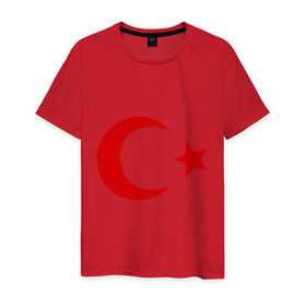 Мужская футболка хлопок с принтом Турция в Курске, 100% хлопок | прямой крой, круглый вырез горловины, длина до линии бедер, слегка спущенное плечо. | Тематика изображения на принте: turkey | полумесяц | турция | флаги