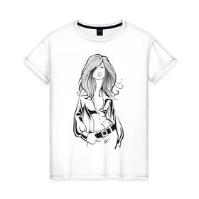 Женская футболка хлопок с принтом Самая крутая девченка в Курске, 100% хлопок | прямой крой, круглый вырез горловины, длина до линии бедер, слегка спущенное плечо | 