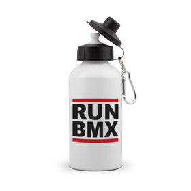 Бутылка спортивная с принтом RUN BMX в Курске, металл | емкость — 500 мл, в комплекте две пластиковые крышки и карабин для крепления | bmx | велик | вело | велогонки | велорейсинг | велосипед | спортивный велосипед | фрирайд | эктрим