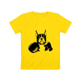 Детская футболка хлопок с принтом Boxing dog в Курске, 100% хлопок | круглый вырез горловины, полуприлегающий силуэт, длина до линии бедер | boxing dog | бойцовская собака | бокс | питбуль