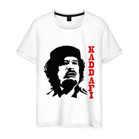 Мужская футболка хлопок с принтом Каддафи (2) в Курске, 100% хлопок | прямой крой, круглый вырез горловины, длина до линии бедер, слегка спущенное плечо. | восток | деятель | каддафи | ливия | министр | муамар