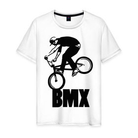Мужская футболка хлопок с принтом BMX 3 в Курске, 100% хлопок | прямой крой, круглый вырез горловины, длина до линии бедер, слегка спущенное плечо. | bmx | free style | бмэкс | велик | вело | велосипедист | фристайл | экстрим | экстримальный