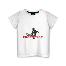 Детская футболка хлопок с принтом Free style BMX в Курске, 100% хлопок | круглый вырез горловины, полуприлегающий силуэт, длина до линии бедер | bmx | free style | бмэкс | велик | вело | велосипедист | фристайл | экстрим | экстримальный