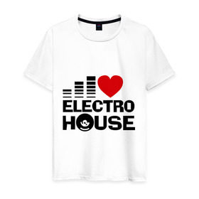 Мужская футболка хлопок с принтом Electro house love в Курске, 100% хлопок | прямой крой, круглый вырез горловины, длина до линии бедер, слегка спущенное плечо. | эквалайзер