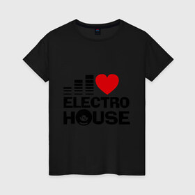 Женская футболка хлопок с принтом Electro house love в Курске, 100% хлопок | прямой крой, круглый вырез горловины, длина до линии бедер, слегка спущенное плечо | эквалайзер
