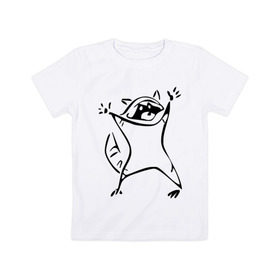 Детская футболка хлопок с принтом Енот в Курске, 100% хлопок | круглый вырез горловины, полуприлегающий силуэт, длина до линии бедер | Тематика изображения на принте: enot | животные