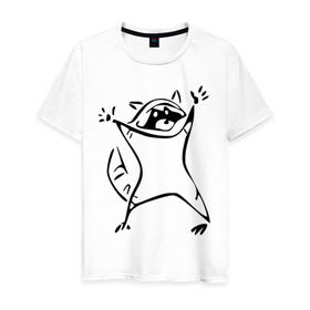 Мужская футболка хлопок с принтом Енот в Курске, 100% хлопок | прямой крой, круглый вырез горловины, длина до линии бедер, слегка спущенное плечо. | enot | животные