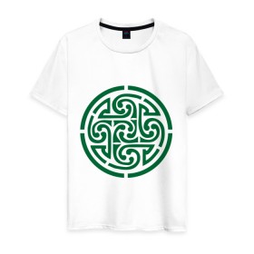 Мужская футболка хлопок с принтом Кельтский круг в Курске, 100% хлопок | прямой крой, круглый вырез горловины, длина до линии бедер, слегка спущенное плечо. | кельтский куг | кельтский орнамент | круг из кельтских узоров.кельты