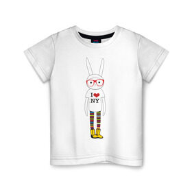 Детская футболка хлопок с принтом Ванильный заяц в Курске, 100% хлопок | круглый вырез горловины, полуприлегающий силуэт, длина до линии бедер | ванильно | ванильный заяц | ванильный стиль | ваниька | угги