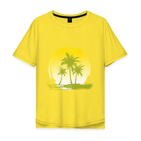 Мужская футболка хлопок Oversize с принтом Райский уголок в Курске, 100% хлопок | свободный крой, круглый ворот, “спинка” длиннее передней части | море | на море | пальмы | пляж | рай | райский отдых | райский уголок | райское наслаждение