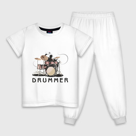 Детская пижама хлопок с принтом Drummer в Курске, 100% хлопок |  брюки и футболка прямого кроя, без карманов, на брюках мягкая резинка на поясе и по низу штанин
 | drummer | барабанщик | барабаны | драммер | ударник | ударные