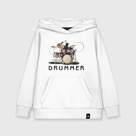 Детская толстовка хлопок с принтом Drummer в Курске, 100% хлопок | Круглый горловой вырез, эластичные манжеты, пояс, капюшен | drummer | барабанщик | барабаны | драммер | ударник | ударные