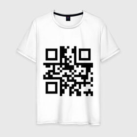 Мужская футболка хлопок с принтом qr Код в Курске, 100% хлопок | прямой крой, круглый вырез горловины, длина до линии бедер, слегка спущенное плечо. | qr | qr код | qr кодandroid | андроид | штрих код