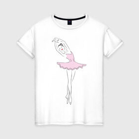 Женская футболка хлопок с принтом Балерина (2) в Курске, 100% хлопок | прямой крой, круглый вырез горловины, длина до линии бедер, слегка спущенное плечо | балерина | балет | искусство | театр