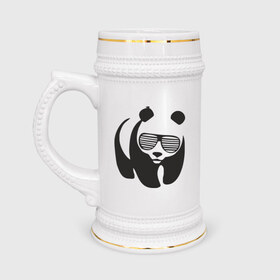 Кружка пивная с принтом Панда в очках жалюзи в Курске,  керамика (Материал выдерживает высокую температуру, стоит избегать резкого перепада температур) |  объем 630 мл | панда