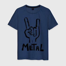 Мужская футболка хлопок с принтом Metal в Курске, 100% хлопок | прямой крой, круглый вырез горловины, длина до линии бедер, слегка спущенное плечо. | металлика