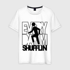 Мужская футболка хлопок с принтом Every dayim shufflin в Курске, 100% хлопок | прямой крой, круглый вырез горловины, длина до линии бедер, слегка спущенное плечо. | every day im shuffing | lmfao | музыка | электронная музыка
